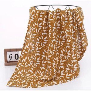 100% Cotton Baby Muslin Swaddle Blanket - Boho Nursery Decor Mustard Yellow -NWT